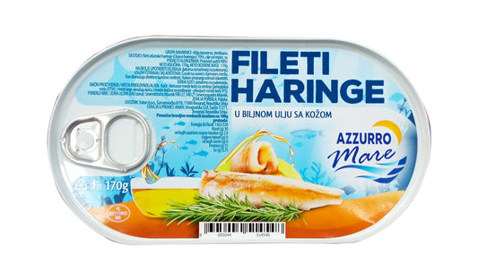 Haringa fileti u biljnom ulju 170g Azzuro Mare 11/1