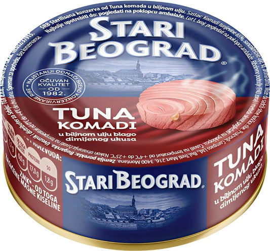 Tuna komadi blago dimljenog ukusa u biljnom ulju 160g Stari Beograd  36/1